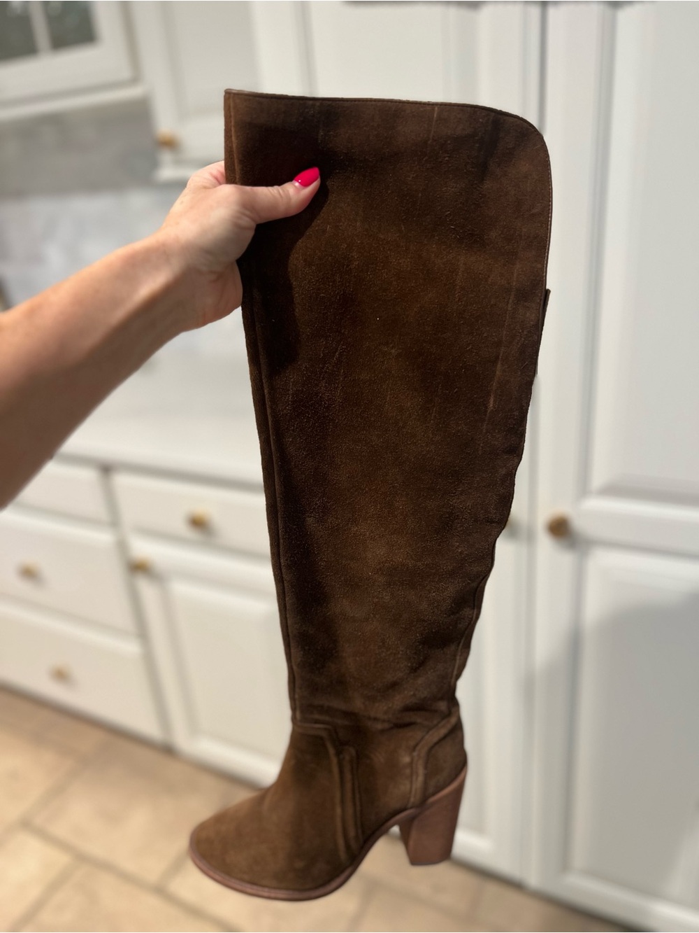 Vince Camuto Brown Suede Over-the-Knee Block Heel Boots 7.5 - Picture 2 of 10
